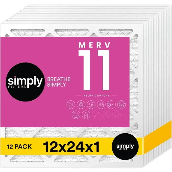 Simply Filters 12x12x1 MERV 13, MPR 1500 Air Filter (6 Pack) - Actual Size: 11.75"x11.75"x0.75" HVAC, AC Furnace Filter