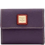 Dooney &amp; Bourke Pebble Grain Small Flap Credit Card Wallet Plum Wine Color