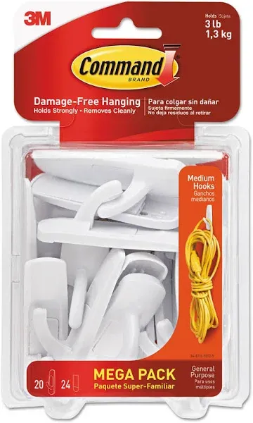 Command Large Utility Hooks White Damage Free Hanging of Dorm Room Decorations 3