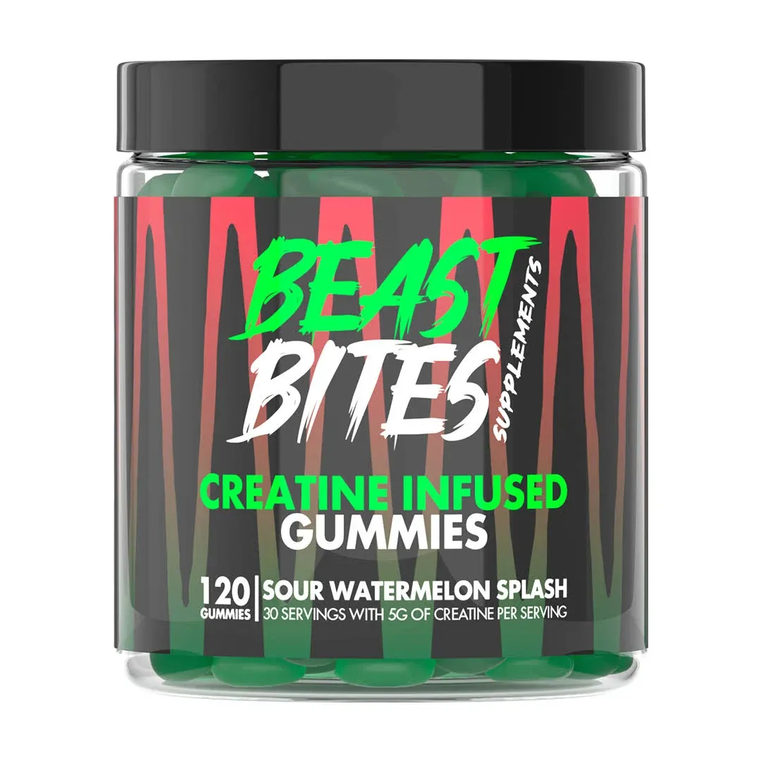 Beast Bites Supplements Creatine Infused Sour Watermelon Splash 120 Gummies 