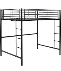 Walker Edison Sunset Modern Powder-Coated Steel Metal Full Loft Bunk Bed - Black