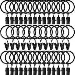 44 Pack Metal Curtain Rings with Clips, Curtain Hangers,Draper<wbr/>y Clips with Rings