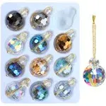 12 Pcs Multicolor Crystal Glass Christmas Balls Ornaments, 0.87&#034; Multi Color 