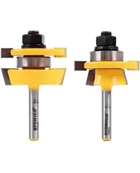 Yonico 2 Bit Rail and Stile Router Bit Set - 1/4&#034; Shank - Yonico 12249q