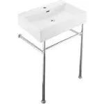 Claire 24 Ceramic Console Sink White Basin Chrome Legs