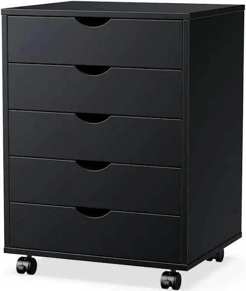 5 Drawer Chest,Storage Cabinets Dressers Wood Dresser Cabinet with Wheels Mobile Organizer Drawers