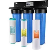 iSpring Whole House Water Filter System, Reduces Sediment, Iron, Hydrogen Sulfide & ED2000 Whole House Water Descaler, Alternative Electronic Salt-Free Hard Water Conditioner