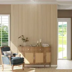 Wooden Slat Peel and Stick Wallpaper - Self-Adhesive Contact Paper with 3D Effec