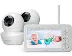 Babysense 5" HD Split Screen Video Baby Monitor 2 Cameras Night Light Non-WiFi Pan Tilt Zoom HD S2