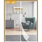 Yotache White Magnetic Screen Door Fits Door Size 72 x 80 Screen Size 74 x 81 Strengthened Balcony Patio French Door Screen C