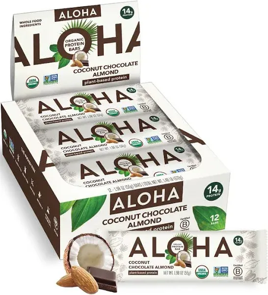 ALOHA Plant Based Protein Bars Chocolate Mint 14g Protein (Pack of 12) Delicious