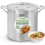 NutriChef Stainless Steel Cookware Stockpot - 40 Quart, Heavy Duty Induction Pot