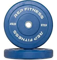 REP FITNESS Color Bumper Plates – Color-Coded Low Odor Rubber Olympic Plates For Strength, Conditioning, and Weightlifting