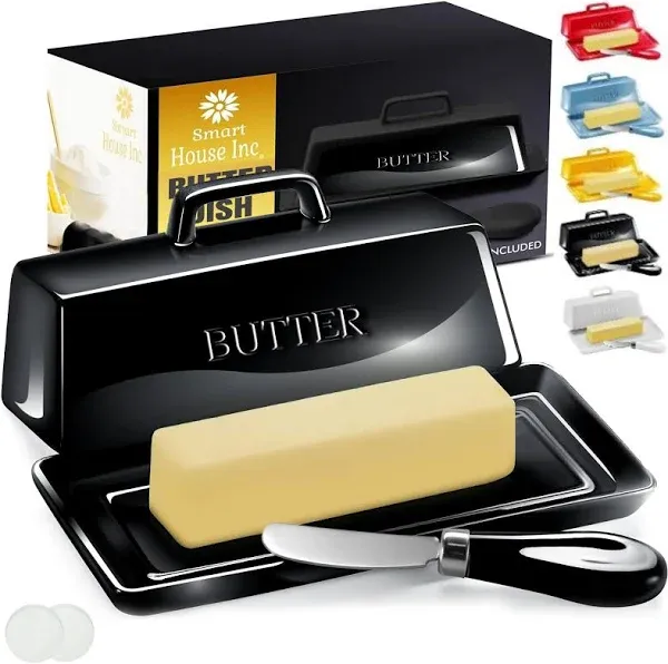 Smart House Decorative Ceramic Butter Dish Set