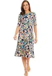 London Times Women's Inset Waist Midi Dress Career Office Occasion Guest of