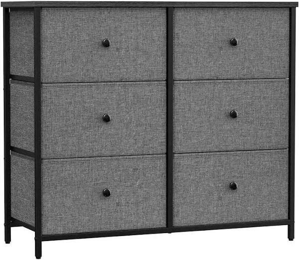 Songmics Bedroom Chest 6 Drawer Closet Fabric Dresser with Metal Frame