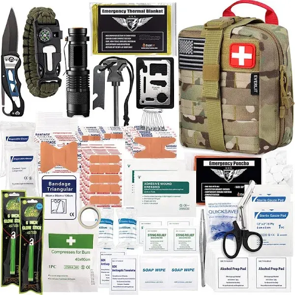 250 Pieces Survival First Aid Kit IFAK EMT Molle Pouch Survival Gear Emergency