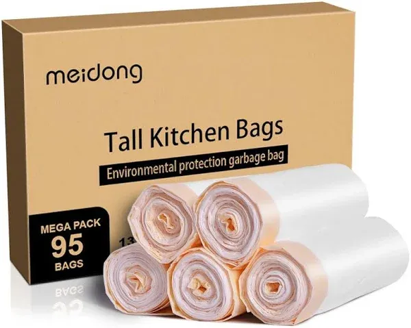 Trash Bags Meidong Garbage Bags 13 Gallon Large Tall Kitchen Drawstring Strong