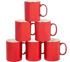 Certified International Set of 6 Holiday Lights Red Mugs