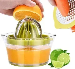 Citrus Juicer Manual Hand Squeezer with Built-in Measuring Cup and Grater