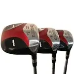 Senior Men's iDrive Red Square Anti-Slice draw Fairway 3 5 7 Wood Set Golf Clubs, Right Handed Senior Flex with Men's Senior Size Black Pro Velvet