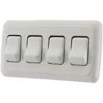 Quad SPST On-Off Switch with Bezel, 12-Volt, for RV, Trailer, Camper (White)