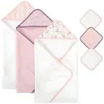 Baby Essentials 6-Piece Hooded Baby Bath Towel & Wash Cloth Set, Pink