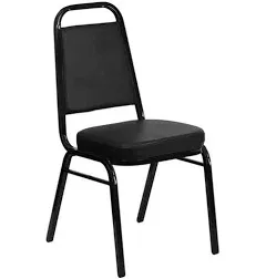 Flash Furniture Hercules Series Trapezoidal Back Stacking Banquet Chair in Black Vinyl - Black Frame