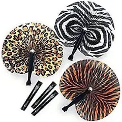 Fun Express 12-Animals Print Jungle Fans