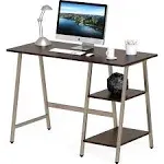 SHW trestle home office computer desk, Black