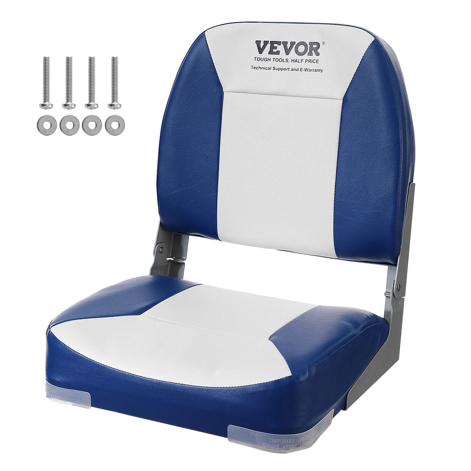 VEVOR Boat Seat Low Back Fold-Down Fishing Boat Seat Chair with Sponge Padding