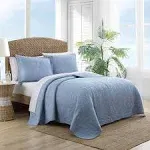 Tommy Bahama Solid Costa Sera Cotton Quilt, Blue, Full/Queen