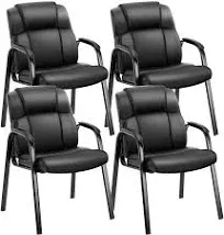 Leather Waiting Room Chairs with Padded Arms - Executive Office Reception Guest 