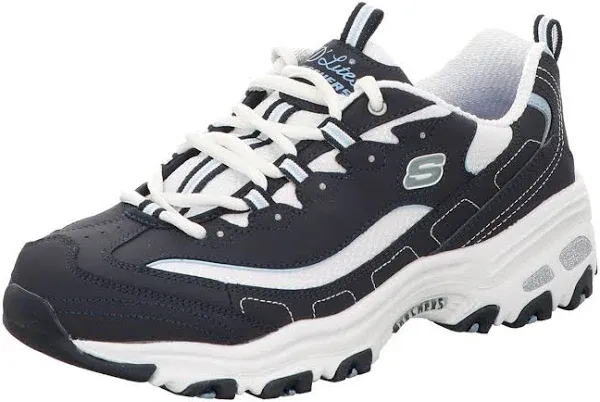 Skechers Shoes Womens 8.5 D&#039;lites Walking Sneakers Black Memory Foam Classic