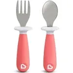 Munchkin Raise Toddler Fork and Spoon Set, 2 Pack, Pink