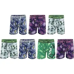 Minecraft Boys' Ultimate Gamer Athletic Boxer Briefs, 7 Soft Pairs with Coolcraft Tech Sizes 4-12