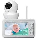 Babysense 5" HD Baby Monitor Video Baby Monitor with Camera and Audio Built-in Sound and Light Machine Remote Pan Tilt Long Range 4X Zoom