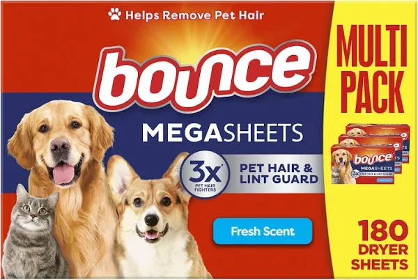 Bounce Pet Hair and Lint Guard Mega Dryer Sheets