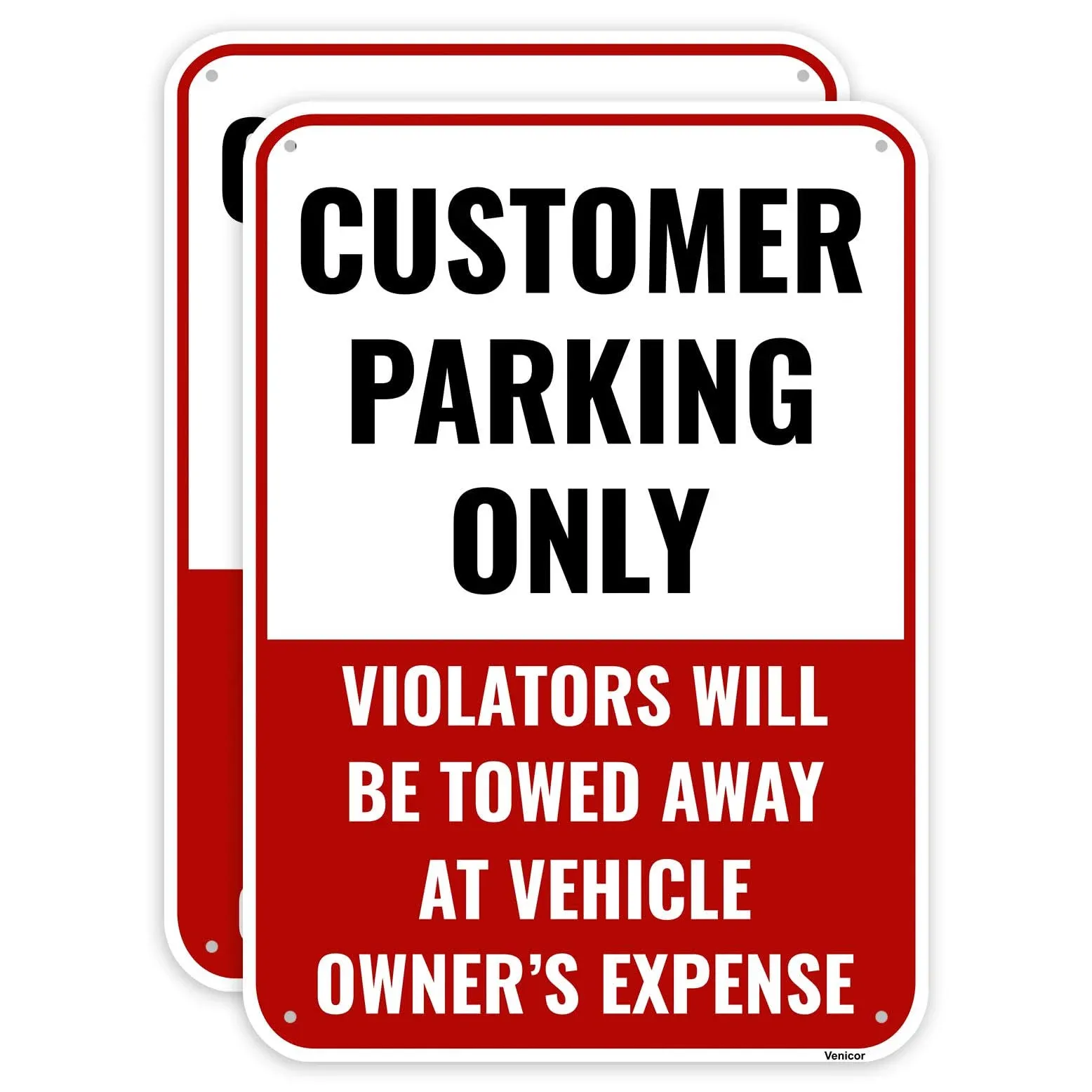 2pc Customer Parking Sign, 14 x 10 Inches - Aluminum - Customer Parking Only Sign for Business