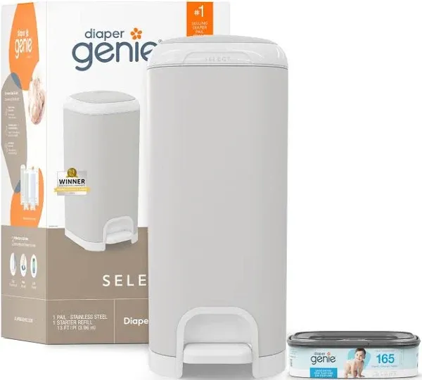 Diaper Genie Select Diaper Pail - White