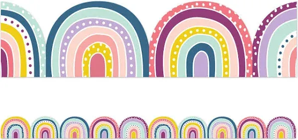 Teacher Created Resources&reg; Die-Cut Border Trim, Oh Happy Day Rainbows, 35&rsquo; Per Pack, Set Of 6 Packs