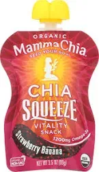 Mamma Chia Squeeze Organic Vitality Snack Strawberry Banana