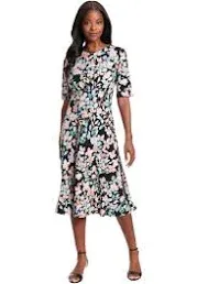 London Times Women's Printed Midi A-Line Dress