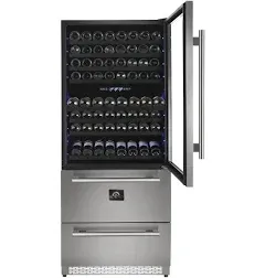 Forno Capraia Triple Temp Zones Dual Zone 30" Wine Cooler with two Refrigerator drawers FWCDR6661-30S