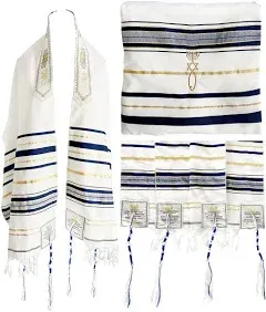 Holy Land Market New Covenant Messianic Prayer Shawl Tallit 72" X 22" with Bag, Card and Brochure From Israel