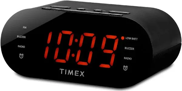 Timex T231W2 AM/FM Dual Alarm Clock Radio with 1.2-Inch Display and Line-In Jack