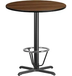 Flash Furniture 36'' Round Laminate Table Top with 30'' x 30'' Bar Height Table Base and Foot Ring XU-RD-36