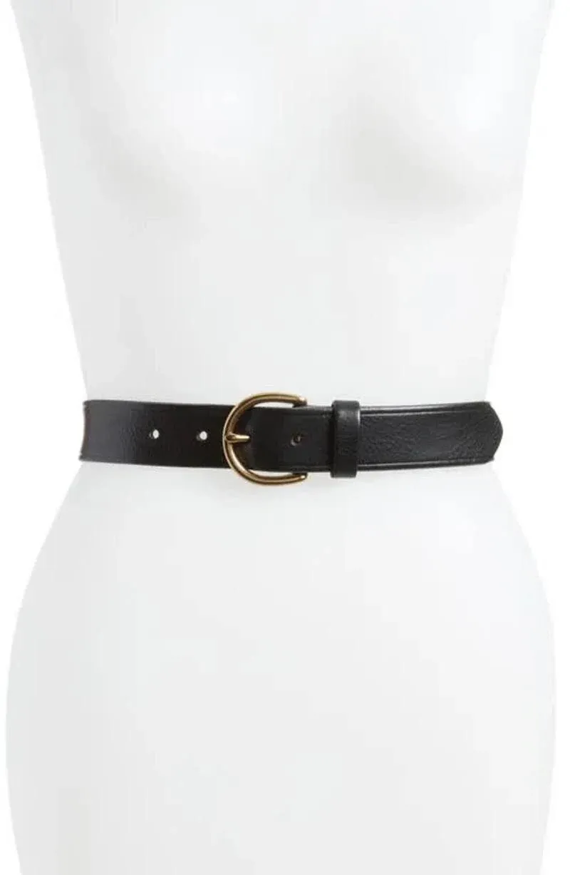 NWT MADEWELL Medium Perfect Leather Belt Black Silver Small