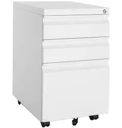 LUCYPAL 3 Drawer File Cabinet,Under Desk File Cabinet with Drawers, Metal File Cabinet,Small Filing Cabinet Under Desk,Rolling File Cabinet for Legal/Letter File,White,Fully Assembled