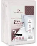 CirclesHome Zippered Pillow Protectors 12 Pack Standard100% Cotton Breathable Pillow Covers - King